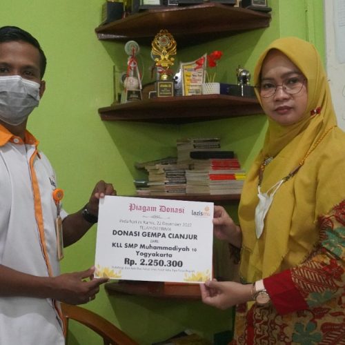 Muhdasa Serahkan Donasi untuk Cianjur kepada Lazismu PDM Kota Yogyakarta